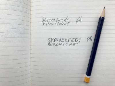 To sætninger skrevet i en notesbog og en blyant, der ligger på siden